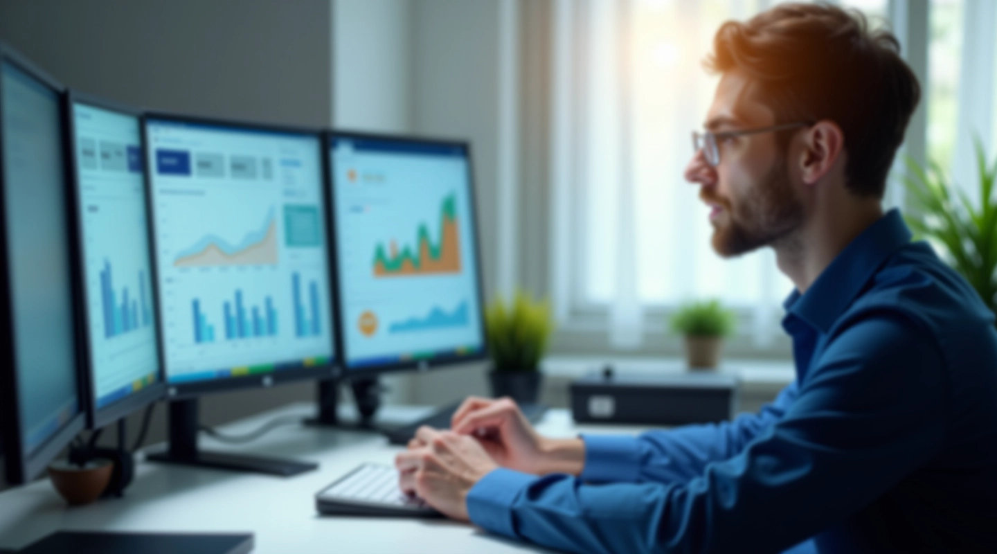 Financial analyst reviewing valuation models at workspace