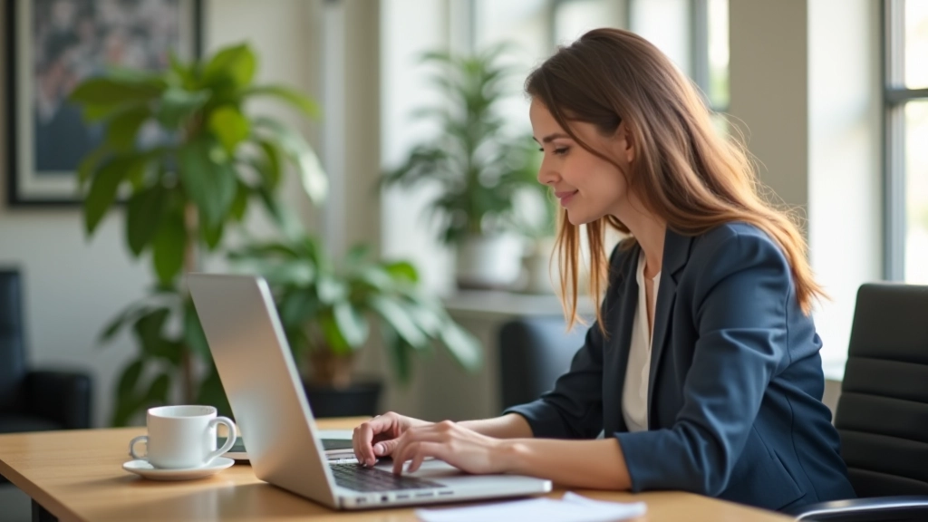 Business professional reviewing industry peer list and comparable company selection criteria on laptop screen